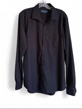 Paisley & Gray Men's Black Long-Sleeve Button-Up Bamboo Shirt Slim Fit w Pocket